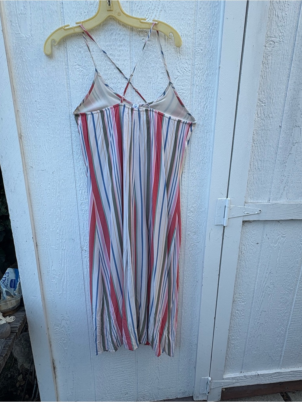 Old Navy Striped Midi Dress - Red, Blue, Green, Cream - Picture 3 of 5